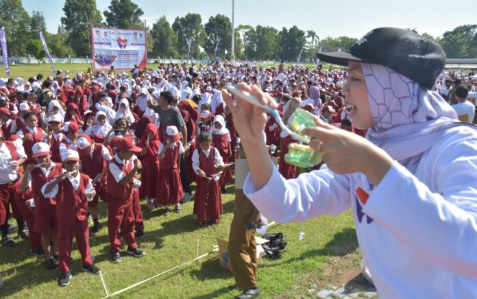 HKGN 2022, Ratusan Siswa Sekolah Dasar Ikuti Gerakan Sikat Gigi dan Mulut Bersama